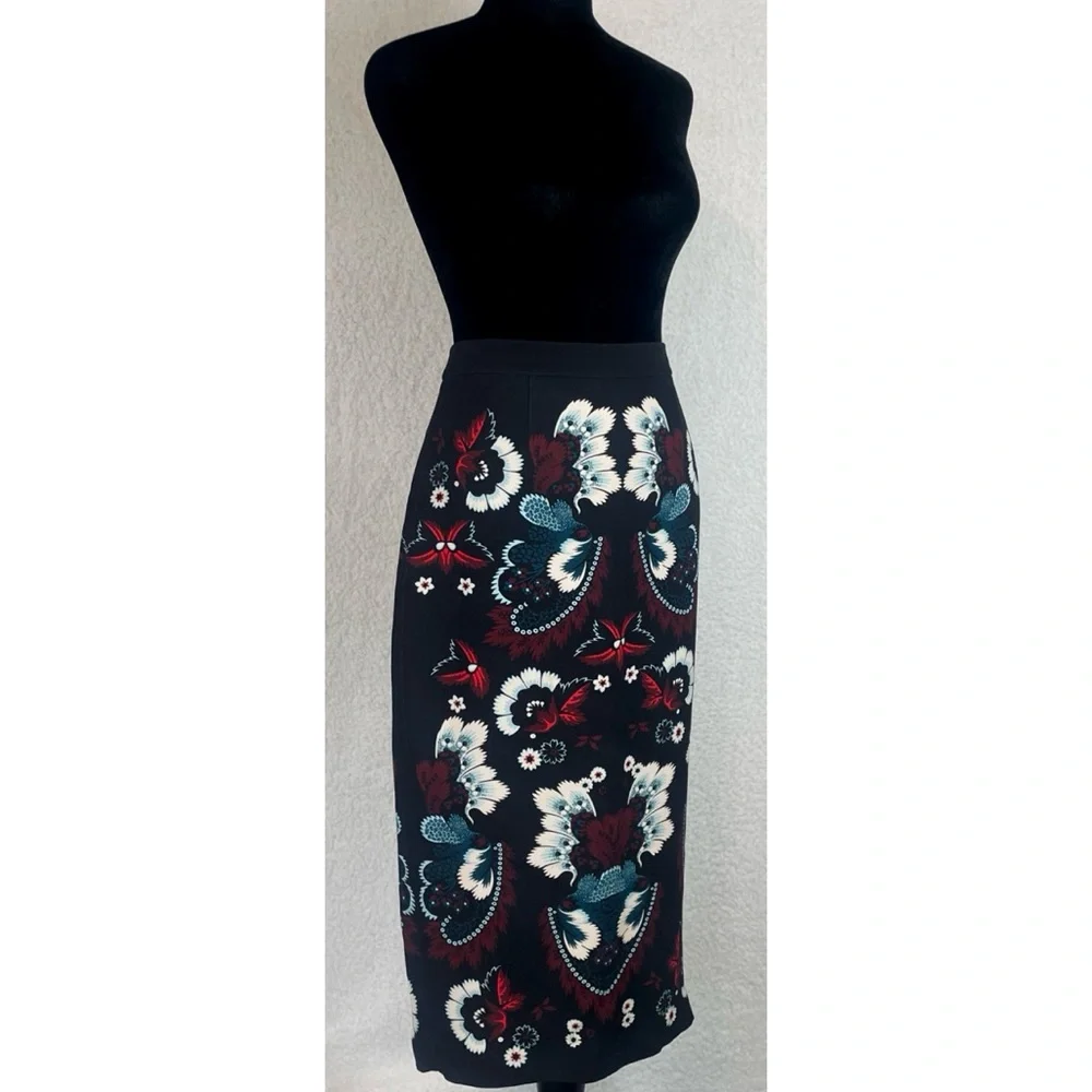 A.L.C. • Black/Multi Haley Garland Floral Silk Pencil Skirt, 2 - Picture 10 of 16